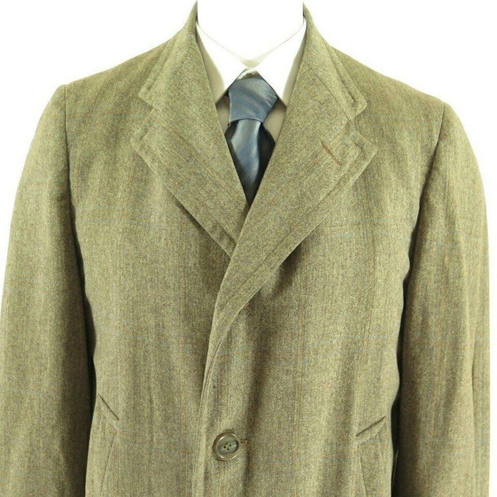 Vintage 50s Desmonds Wool Overcoat M Brown Buttons - Picture 2 of 10
